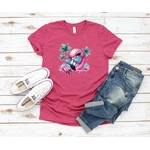 tête flamant rose lunettes palmiers impression dtf flex textile t-shirt homme femme enfant plage vacances
