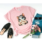 Chat Coeur Mains Impression DTF Flex textile t-shirt homme femme enfant coeur mains cat animal