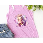 Fée Orchidée impression dtf flex textile elfe princesse t-shirt femme enfant fleur