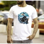moto plage impression dtf flex textile t-shirt homme femme enfant mer vacances couher soleil