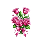 bouquet roses perles impression dtf flex textile