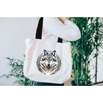 Loup Tatouage Tribal impression dtf flex textile animal sac shopping plage sport prêt à poser