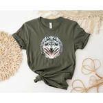 Loup Tatouage Tribal impression dtf flex textile t-shirt homme femme enfant prêt à poser