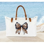 Noeud léopard impression dtf flex textile chaussure t-shirt sac tissu motif prêt à poser shopping plage sport