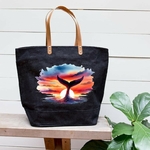 baleine couché de soleil impression dtf flex textile tshirt homme femme enfant sac shopping plage sport queue nageoire mer océan