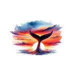 baleine couché de soleil impression dtf flex textile