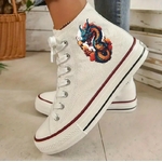 dragon fleurs impression dtf flex textile reptile chinois chaussure basket tennis homme femme enfant