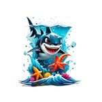 requin étoiles mer impression dtf flex textile