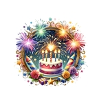 gâteau anniversaire feu d'artifice impression dtf flex textile