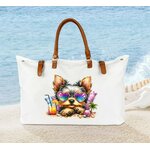 yorkshire lunettes plage impression dtf flex textile mer sable sac shopping main courses femme enfant homme vacances