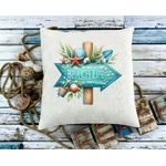 panneau bois beach life impression dtf transfert thermocollant flex textile coussin mer océan plage