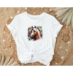 Cheval Lys impression dtf transfert thermocollant flex textile t-shirt femme enfant homme plage sport fleurs