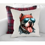 Chien Staff Lunettes Impression DTF transfert Thermocollant flex textile coussin tissu animal motard