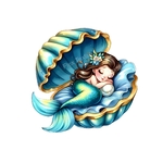 Sirène Dort Coquille Perle impression DTF transfert thermocollant flex textile