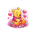 winnie coeurs fleurs transfert thermocollant
