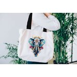 éléphant fleurs ornements transfert thermocollant flex textile sac shopping plage sport animal