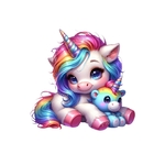 Licorne Allongée Arc en ciel transfert thermocollant flex textile