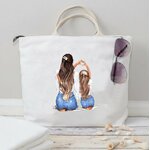 mère fille coeur transfert thermocollant flex textile sac shopping plage sport femme enfant
