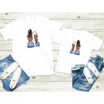 mère fille coeur transfert thermocollant flex textile sac shopping plage sport femme enfant t-shirt vêtement