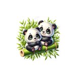 Pandas Bambous Transfert thermocollant flex textile