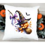 Chapeau Citrouille Balai Halloween Transfert Thermocollant Flex textile coussin oreiller tissu t-shirt