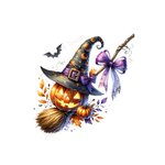 Chapeau Citrouille Balai Halloween Transfert Thermocollant Flex textile