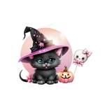 chat chapeau citrouille halloween transfert thermocollant flex textile