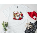 Père Noël Selfie transfert thermocollant flex textile sac shopping plage sport christmas t-shirt femme homme enfant bébé