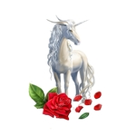 Licorne Blanche Fleur Impression DTF Flex Textile
