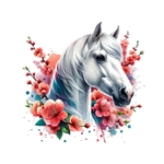 tête cheval blanc fleurs transfert thermocollant impression dtf flex textile