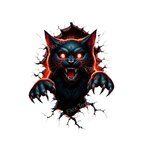 chat noir monstre transfert thermocollant impression dtf flex textile
