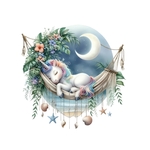licorne dort hamac transfert thermocollant impression dtf flex textile