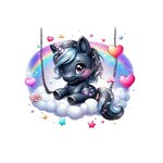 licorne balançoire nuage transfert thermocollant imprestion dtf flex textile