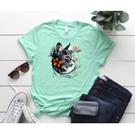 Chat Gris Fleurs1