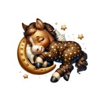 poney dort lune étoiles transfert thermocollant impression dtf flex textile