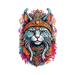 chat guerrier transfert thermocollant impression dtf flex textile