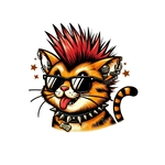 chat punk humour transfert thermocollant impression dtf flex textile