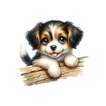 chiot branche cute transfert thermocollant impression dtf flex textile