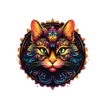 tête chat mandala transfert thermocollant impression dtf flex textile