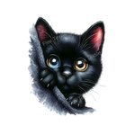 tête chat noir transfert thermocollant impression dtf flex textile