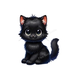 chat noir assis transfert thermocollant impression dtf flex textile