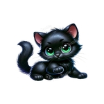 chat noir allongé trabsfert thermocollant impression dtf flex textile