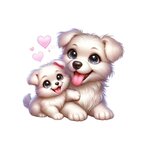 chien chiot coeurs transfert thermocollant impression dtf flex textile