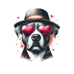 chien chapeau coeurs transfert thermocollant impression dtf flex textile