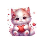 chaton blanc coeurs transfert thermocollant impression dtf flex textile
