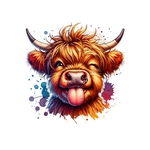 vache poils langue humour transfert thermocollant impression dtf flex textile