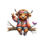 vache hippie branche transfert thermocollant impression dtf flex textile