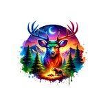 cerf paysage coloré transfert thermocollant impression dtf flex textile