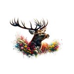cerf bois fleurs transfert thermocollant impression dtf flex textile
