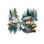 chevreuil forêt rivière transfert thermocollant impression dtf flex textile